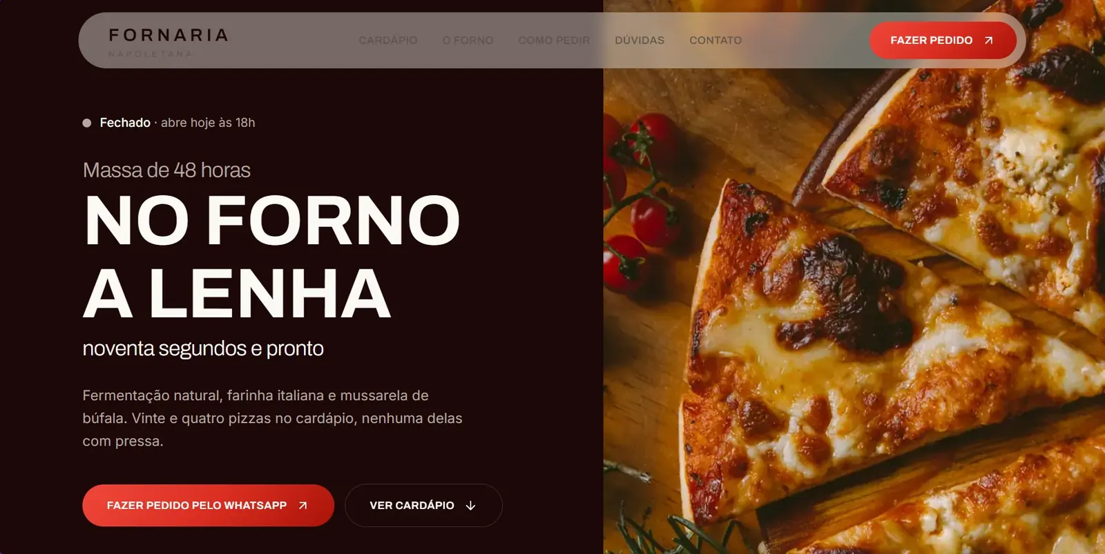 Pizzaria, demonstração